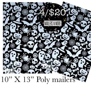 10x13 skulls Poly Mailers & Stickers + Cards Clear Bags 40Pk